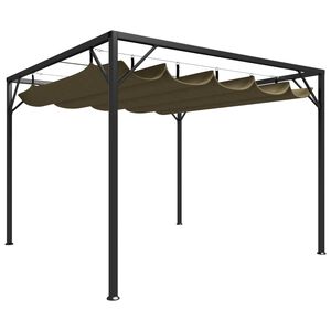 vidaXL Chapiteau de jardin avec auvent r&eacute;tractable 3x3m Taupe 180 g/m&sup2;
