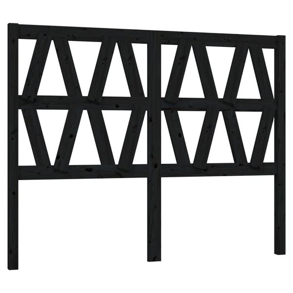 vidaXL T&ecirc;te de lit Noir 126x4x100 cm Bois massif de pin