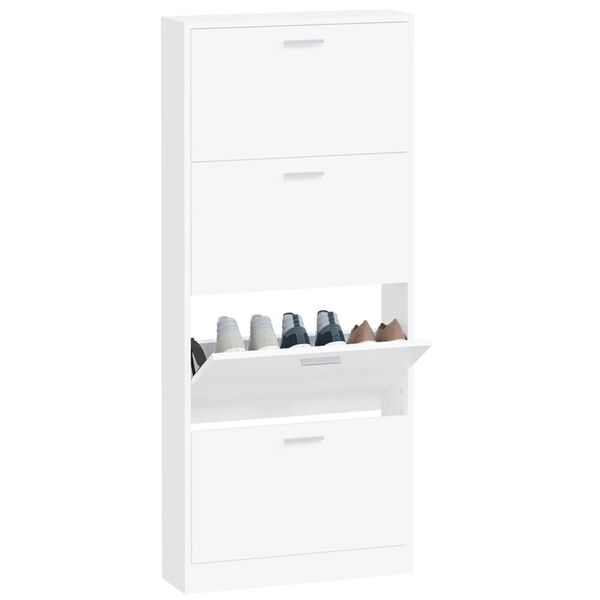 vidaXL Armoire &agrave; chaussures Blanc 59x17x150 cm Bois d'ing&eacute;nierie