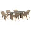 vidaXL Ensemble de salle &agrave; manger pour jardin 7 pc Beige polyrotin