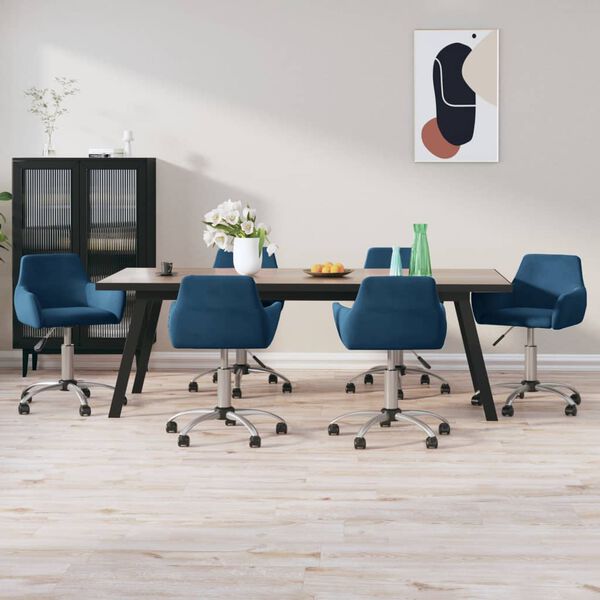 vidaXL Chaises pivotantes &agrave; manger lot de 6 Bleu Velours