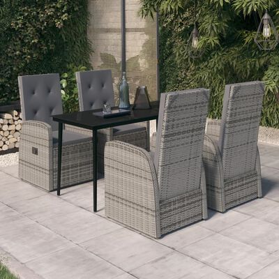 vidaXL Ensemble de salle à manger de jardin avec coussins 5 pcs Gris