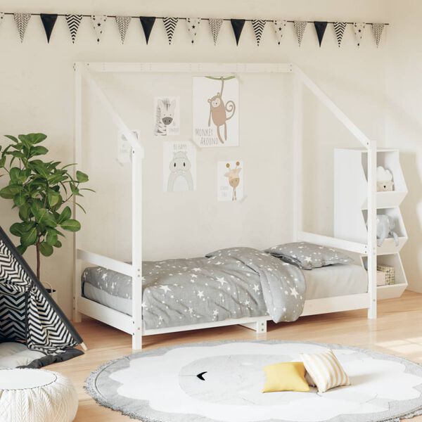 vidaXL Cadre de lit pour enfant blanc 80x160 cm bois de pin massif