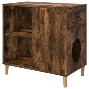 vidaXL Maison pour chat Ch&ecirc;ne fum&eacute; 72 x 42,5 x 70 cm Bois d'ing&eacute;nierie