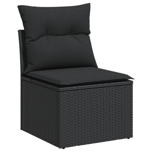 vidaXL Salon de jardin avec coussins 14 pcs noir r&eacute;sine tress&eacute;e