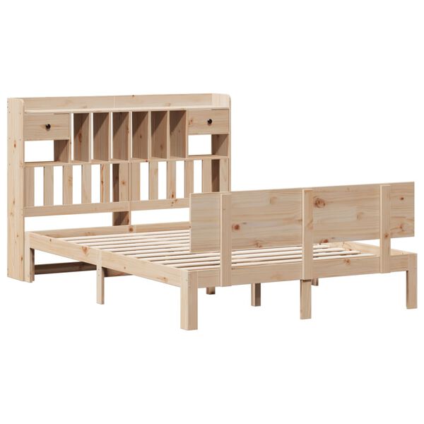 vidaXL Lit biblioth&egrave;que sans matelas 140x190 cm bois de pin massif