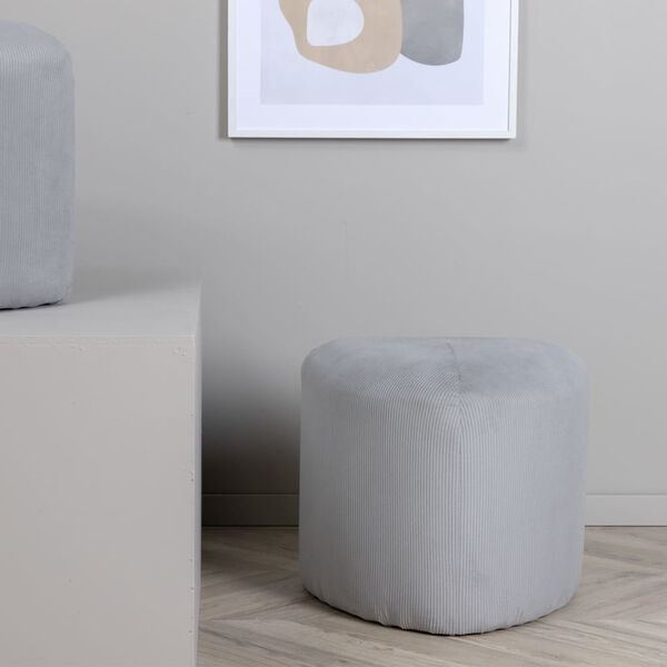 Venture Home Pouf Peg 46x46x41 cm Velours c&ocirc;tel&eacute; Gris