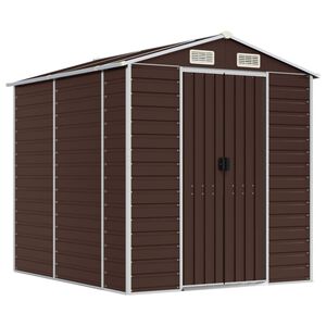 vidaXL Abri de jardin marron 191 x 215 x 198 cm en acier galvanis&eacute;