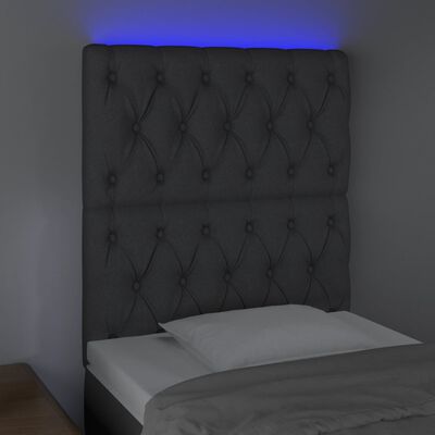 vidaXL Tête de lit à LED Gris foncé 80x7x118/128 cm Tissu