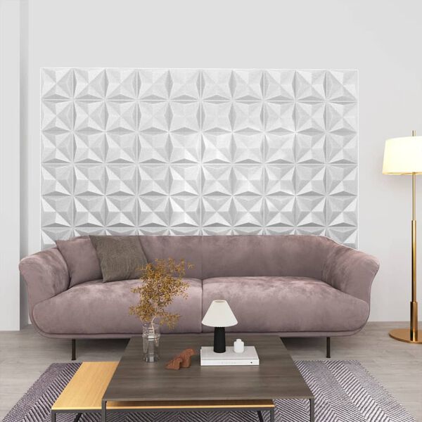 vidaXL Panneaux muraux 3D 24 pcs 50x50 cm blanc origami 6 m²