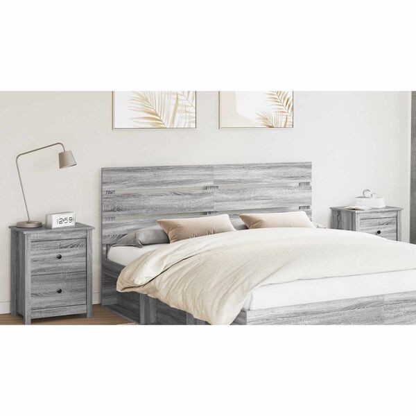 vidaXL T&ecirc;te de lit Gris Sonoma 180 cm Bois d'ing&eacute;nierie