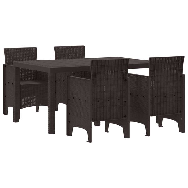 vidaXL Ensemble de salle &agrave; manger pour jardin 5 pcs Marron Rattan Polt