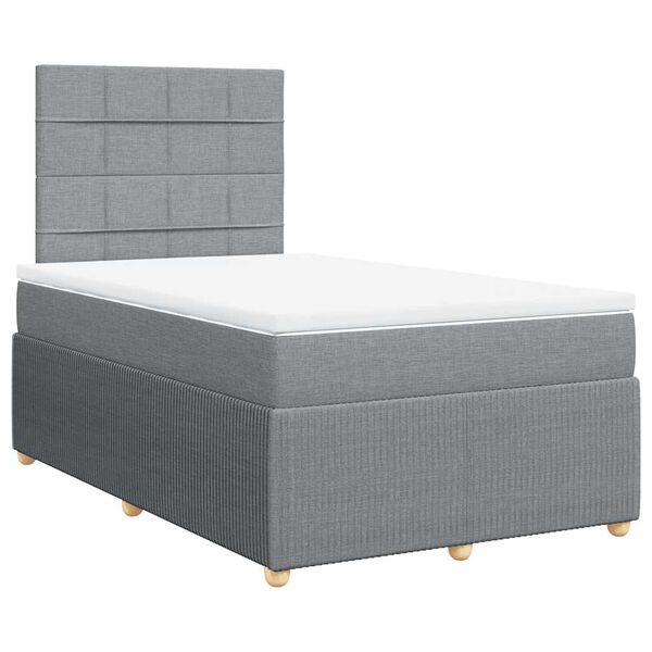 vidaXL Sommier &agrave; lattes de lit et matelas gris clair 120x190 cm tissu