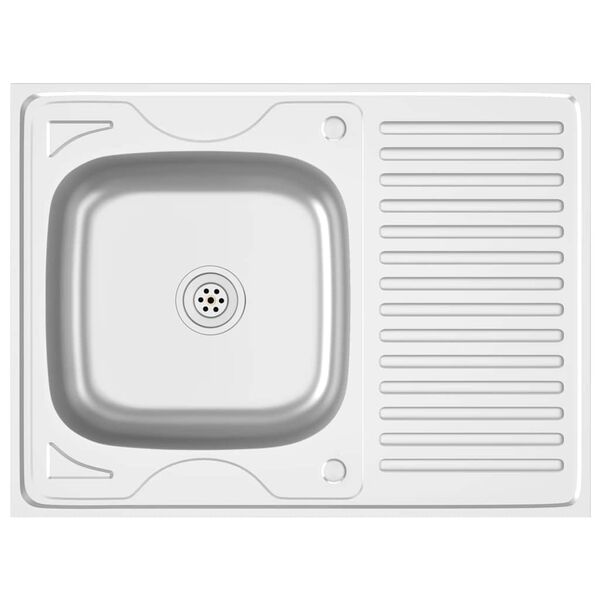 vidaXL Jeu d'&eacute;vier de cuisine et &eacute;gouttoir argent&eacute; 800x600x155 mm inox