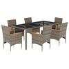 vidaXL Ensemble &agrave; manger de jardin et coussins 7 pcs gris rotin verre