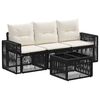 vidaXL Ensemble de canap&eacute; de jardin 4 pc Noir et blanc cr&egrave;me polyrotin