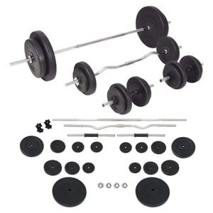 vidaXL Ensemble d'halt&egrave;res et barres d'halt&egrave;res 90 kg