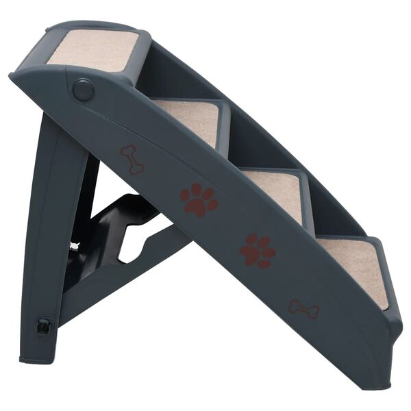 vidaXL Escalier pliable à 4 marches pour chiens Gris foncé