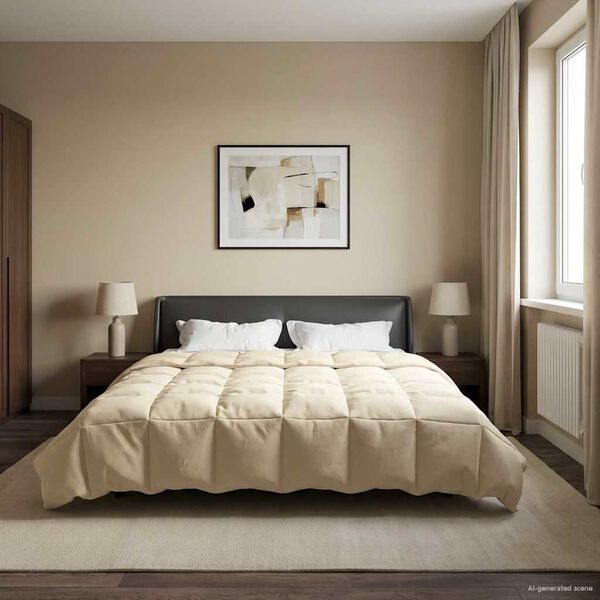 vidaXL Duvet d'&eacute;t&eacute; simple Matelass&eacute; Cr&egrave;me 220 x 240 cm Microfibre