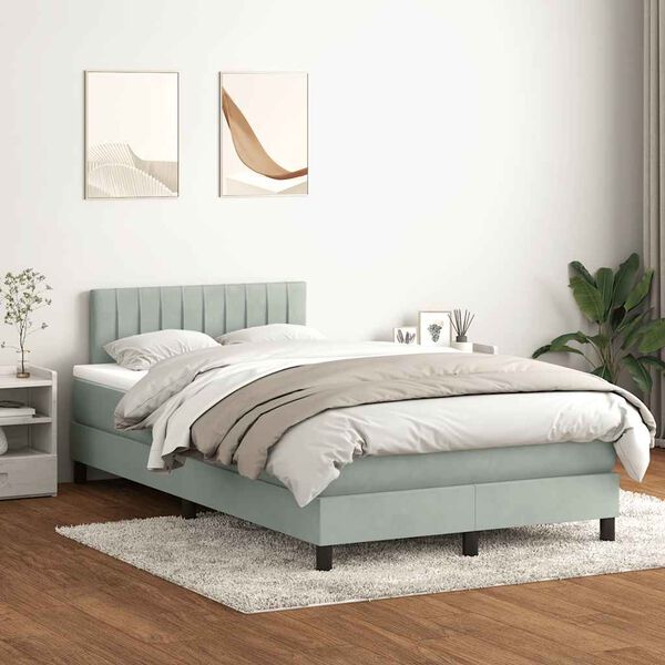 vidaXL Sommier &agrave; lattes de lit et matelas gris clair 120x220cm velours