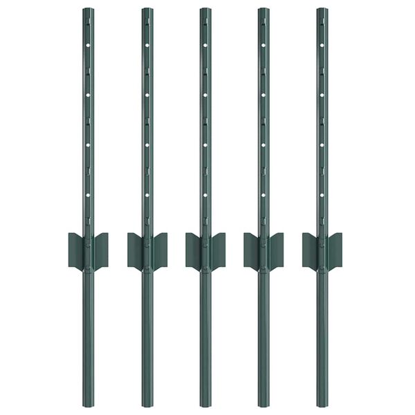 vidaXL Poteaux de clôture 5 pcs Vert 40 cm Acier