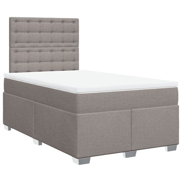 vidaXL Sommier &agrave; lattes de lit avec matelas Taupe 120x200 cm Tissu