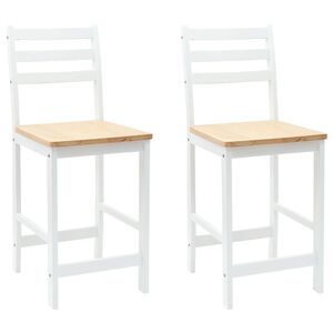 vidaXL Chaises de salle &agrave; manger 2 pc Bois de Caoutchouc Massif Blanc