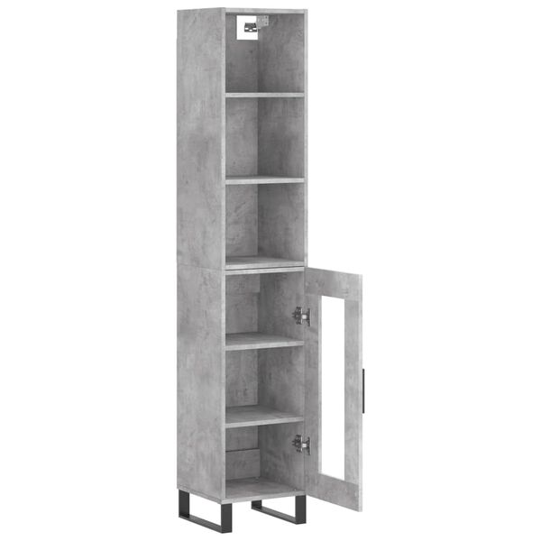 vidaXL Buffet haut Gris b&eacute;ton 34,5x34x180 cm Bois d'ing&eacute;nierie