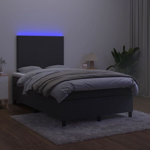 vidaXL Sommier &agrave; lattes de lit et matelas LED Noir 120x200 cm Velours