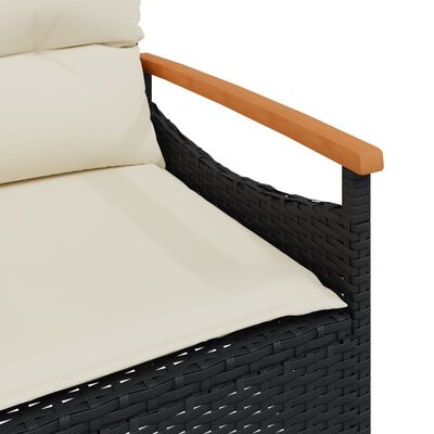 vidaXL Banc de jardin avec coussins 116x62,5x74 cm noir résine tressée