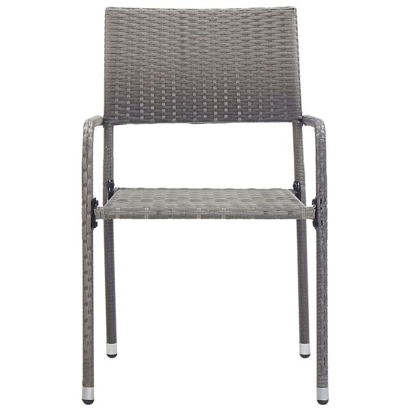 vidaXL Chaise &agrave; d&icirc;ner de jardin empilable lot de 4 gris r&eacute;sine tress&eacute;e