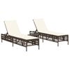 vidaXL Chaises longues lot de 2 avec table marron r&eacute;sine tress&eacute;e