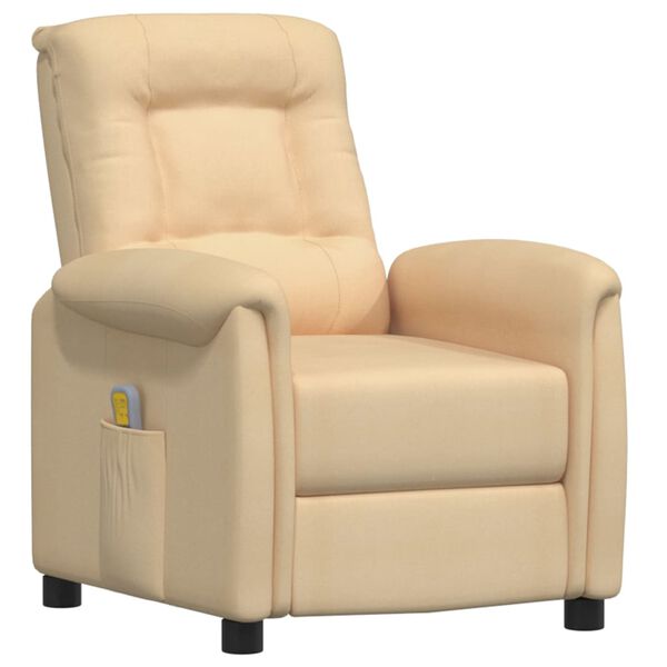 vidaXL Fauteuil de massage Cr&egrave;me Tissu microfibre