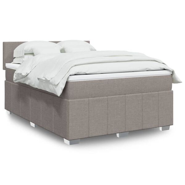 vidaXL Sommier &agrave; lattes de lit avec matelas Taupe 140x190 cm Tissu