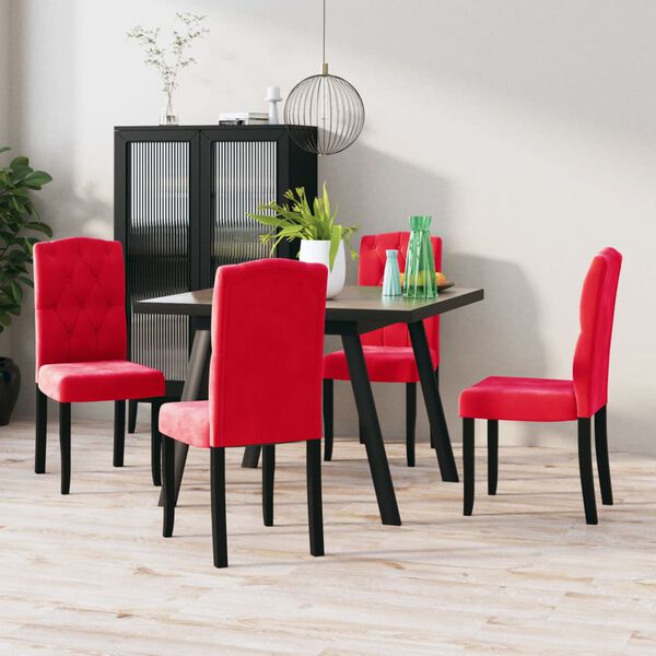 vidaXL Chaises &agrave; manger lot de 4 Rouge bordeaux Velours