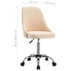 vidaXL Chaises de bureau roulantes lot de 2 Cr&egrave;me Tissu