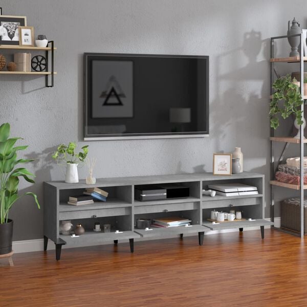 vidaXL Meuble TV gris béton 150x30x44,5 cm bois d'ingénierie