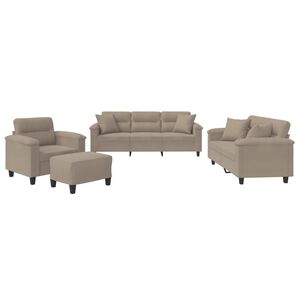 vidaXL Ensemble de canap&eacute;s 4 pcs avec coussins Taupe Tissu microfibre