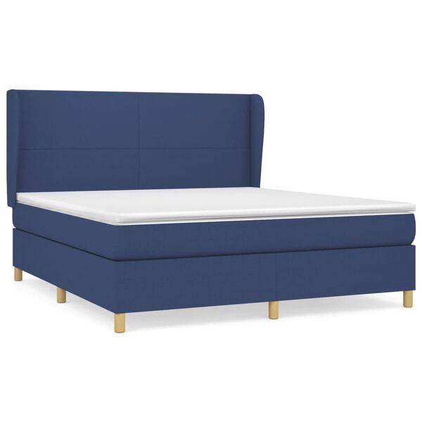 vidaXL Sommier &agrave; lattes de lit avec matelas Bleu 160x200 cm Tissu