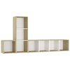 vidaXL Ensemble de meubles TV 3 pcs Blanc ch&ecirc;ne sonoma Bois ing&eacute;nierie