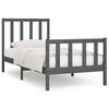 vidaXL Cadre de lit Gris Bois massif 75x190 cm Petit simple