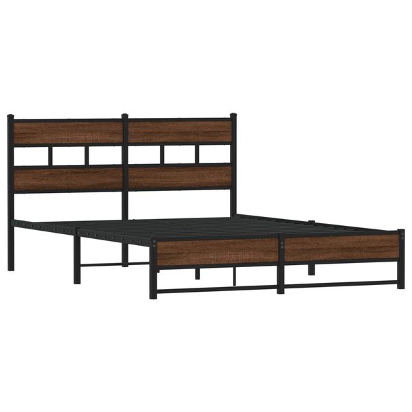 vidaXL Cadre de lit en m&eacute;tal sans matelas ch&ecirc;ne marron 160x200 cm
