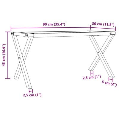 vidaXL Pieds de table basse cadre en X 90x30x43 cm fonte