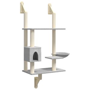 vidaXL Arbre &agrave; chat mural avec griffoir gris clair 153 cm