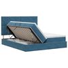 vidaXL Lit de Rangement avec stockage Bleu fonc&eacute; 200 x 200 cm Velours