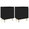 vidaXL Tables de chevet avec pieds en bois 2 pcs Noir 40x30x50 cm