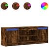 vidaXL Meuble TV avec LED ch&ecirc;ne fum&eacute; 139,5x34x50 cm bois d'ing&eacute;nierie