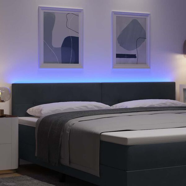 vidaXL T&ecirc;te de lit LED avec des lumi&egrave;res &agrave; LED Gris 200 cm Polyester