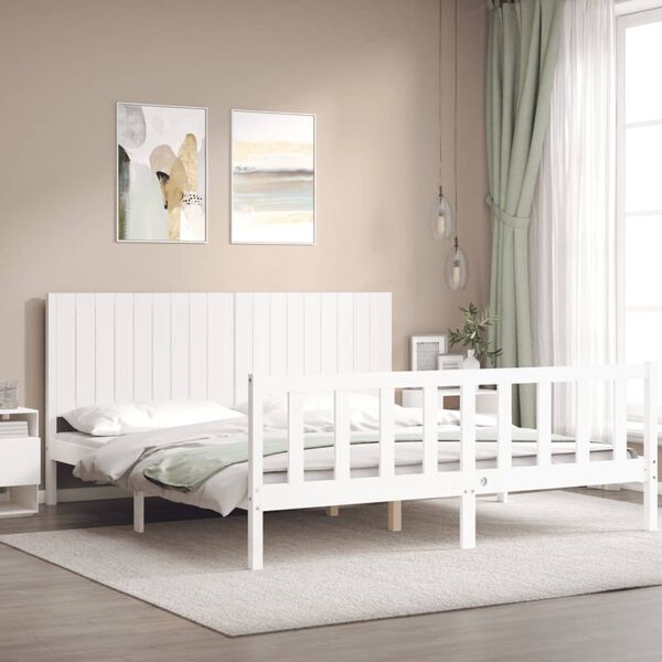 vidaXL Cadre de lit sans matelas blanc bois massif de pin