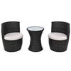 vidaXL Mobilier de bistro 3 pcs avec coussins R&eacute;sine tress&eacute;e Noir